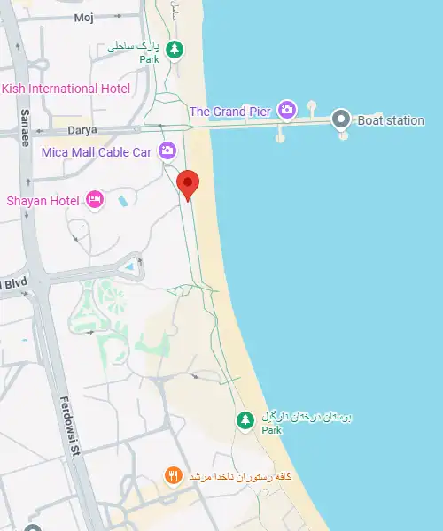 نقشه گوگل سایت مرکز غواصی و تفریحات دریایی کیش